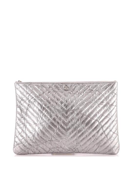Chanel Handbags - Chanel O Case Clutch Chevron Crumpled #364723C16B